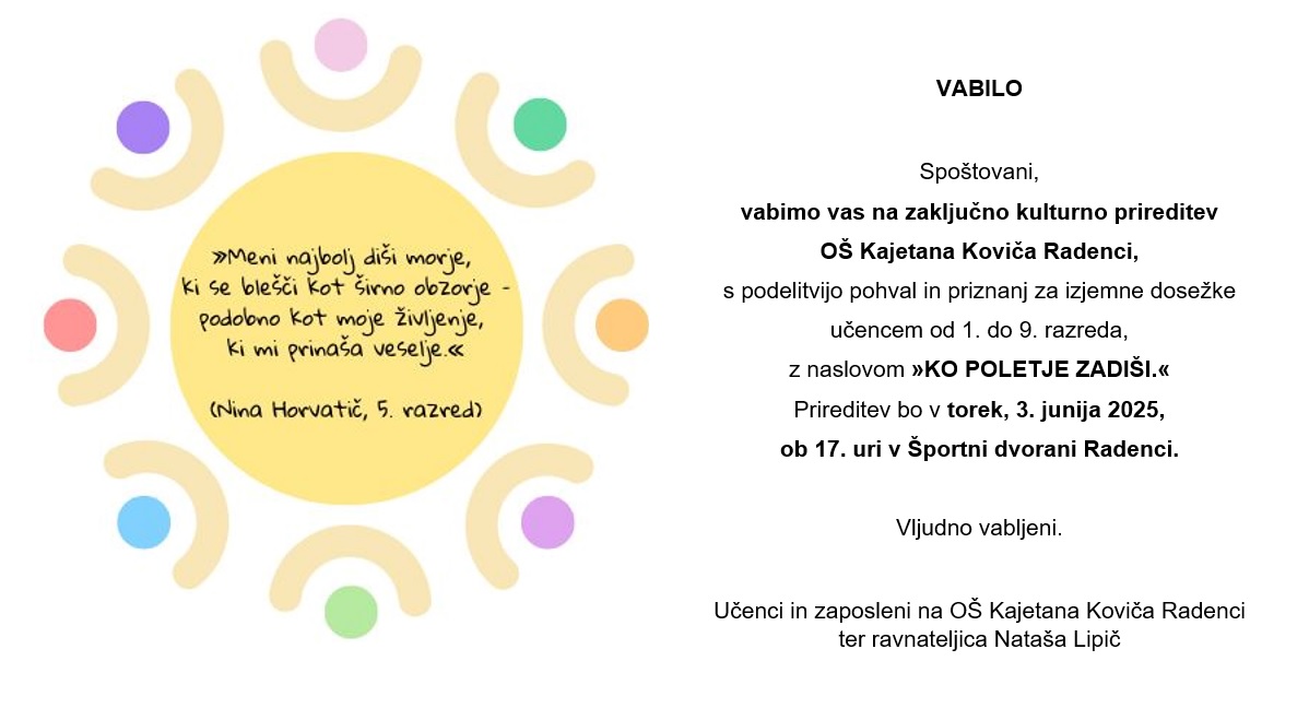 Vabilo na zaključno prireditev
